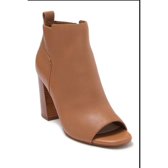Cole Haan Chandra OT Leather‎ Bootie Pecan Peep Toe Sandal Block Heel Size 7.5 - Picture 1 of 10